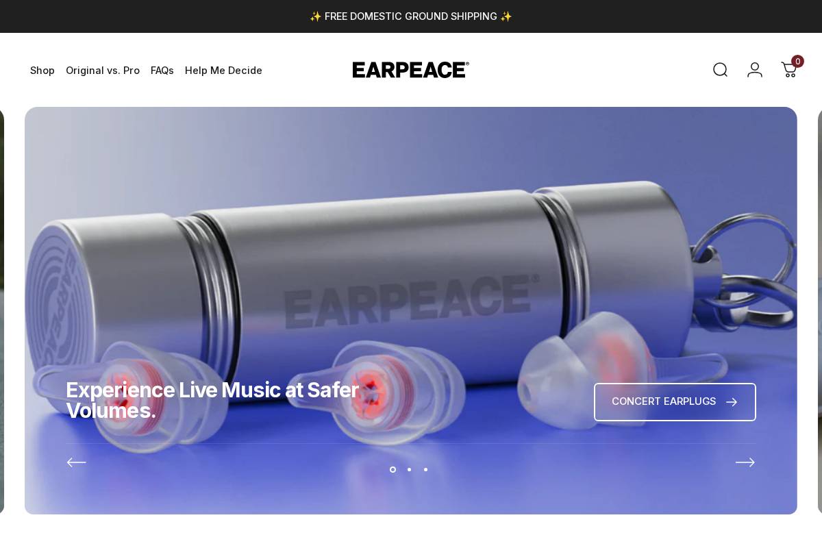 EarPeace homepage screenshot