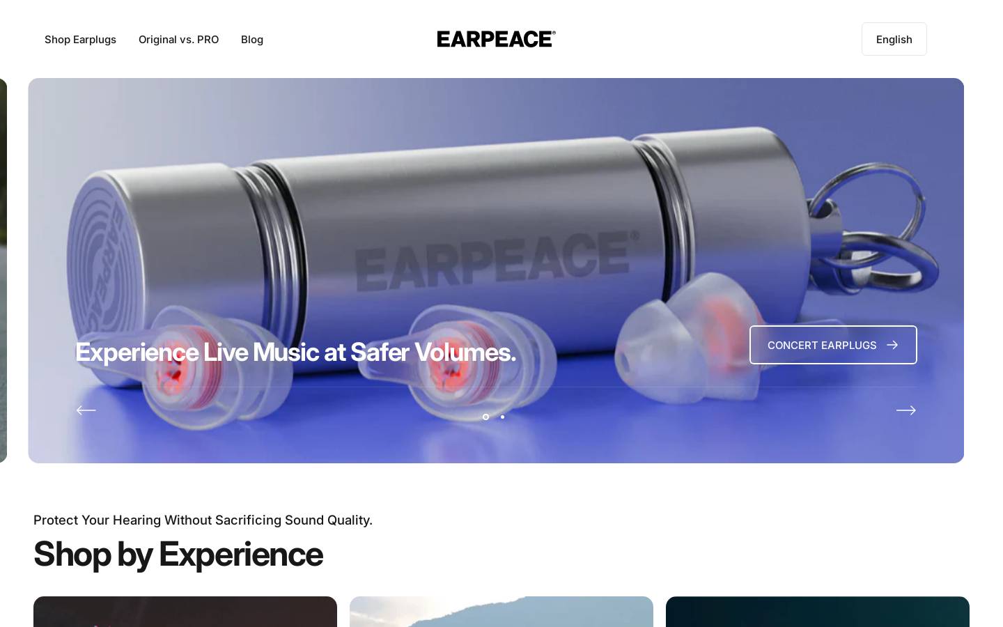 EarPeace homepage screenshot