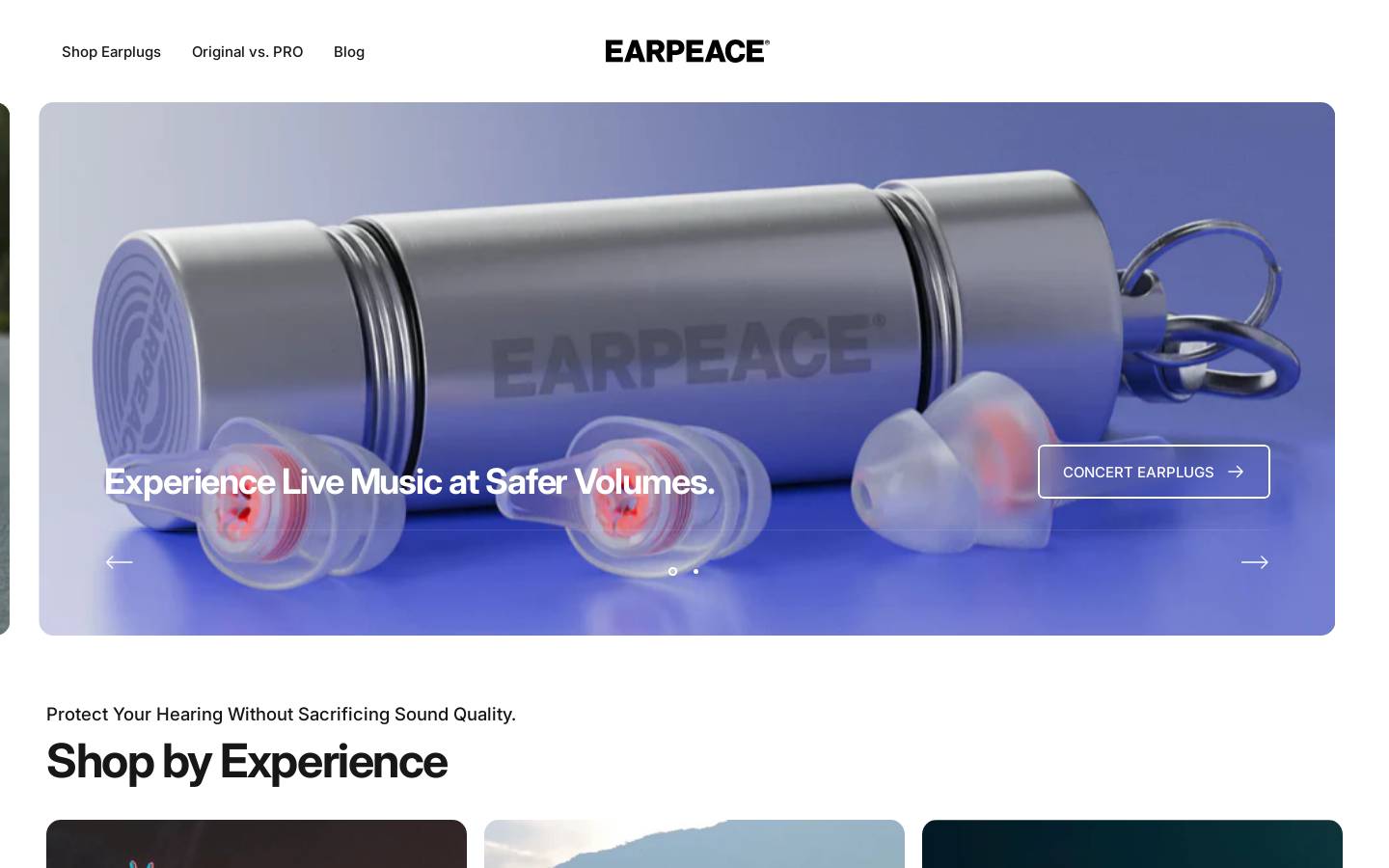 EarPeace homepage screenshot