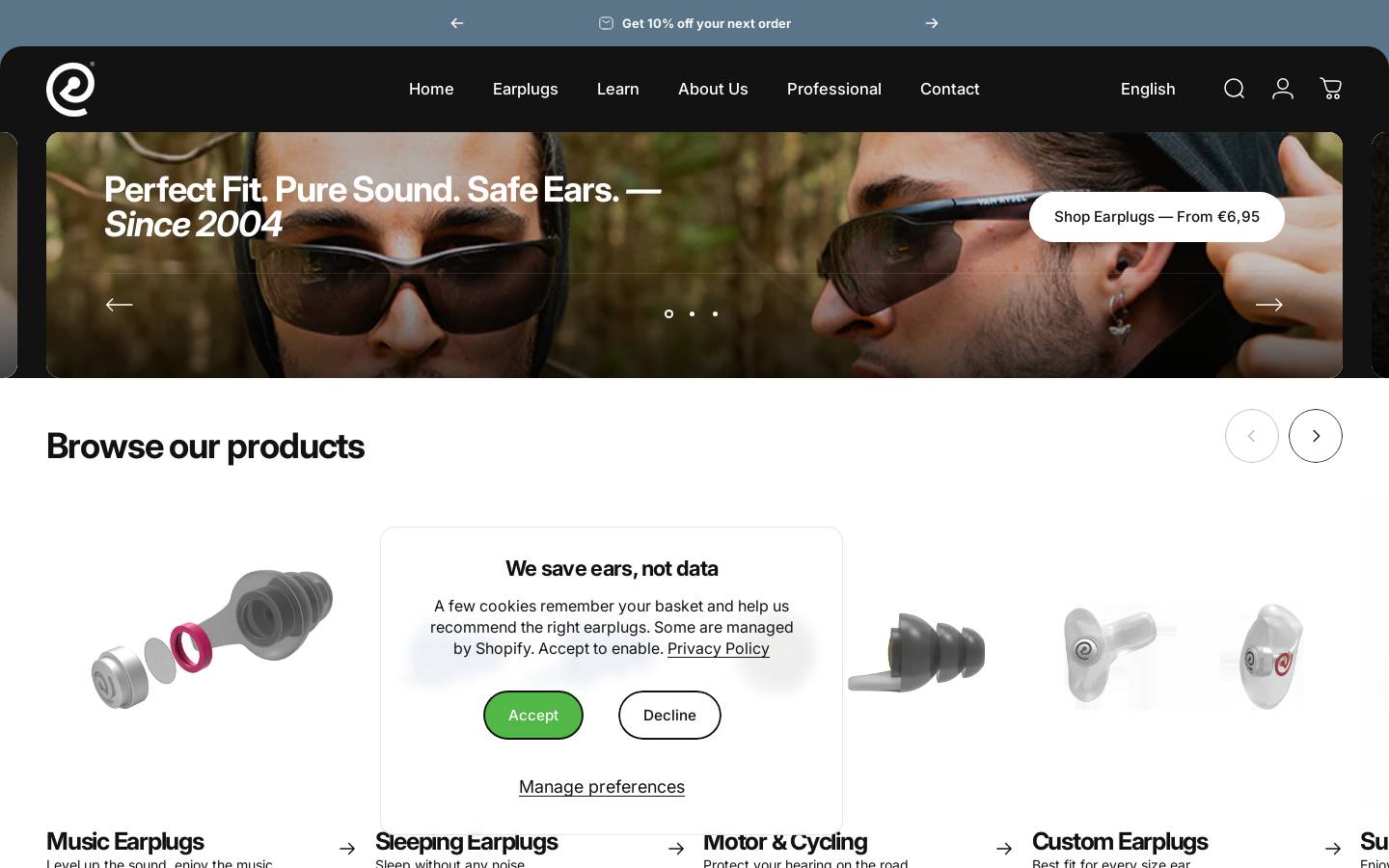 earproof.com homepage screenshot