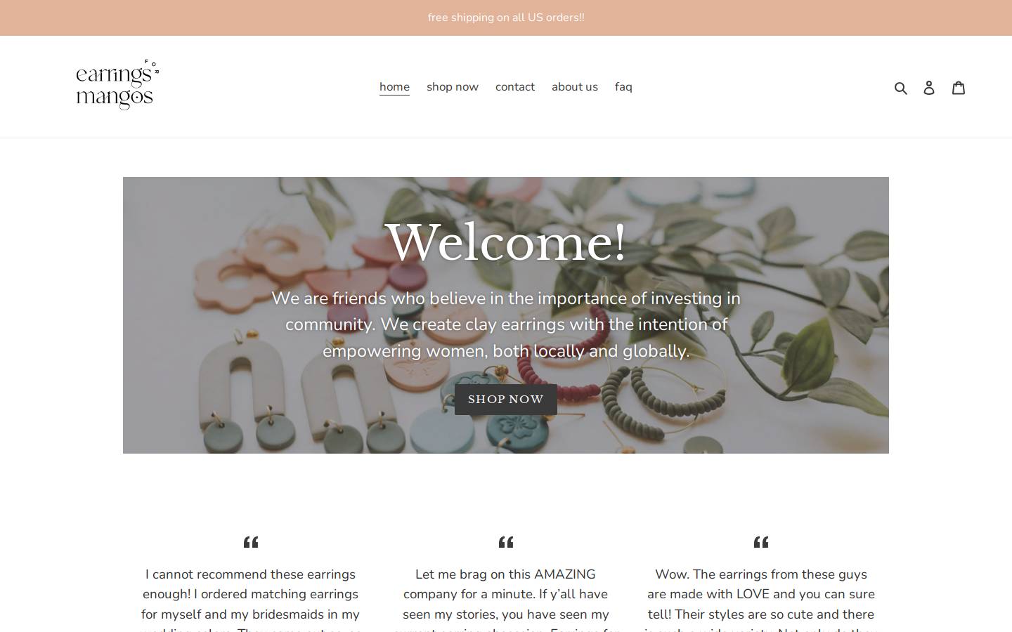 earringsformangoes.com homepage screenshot