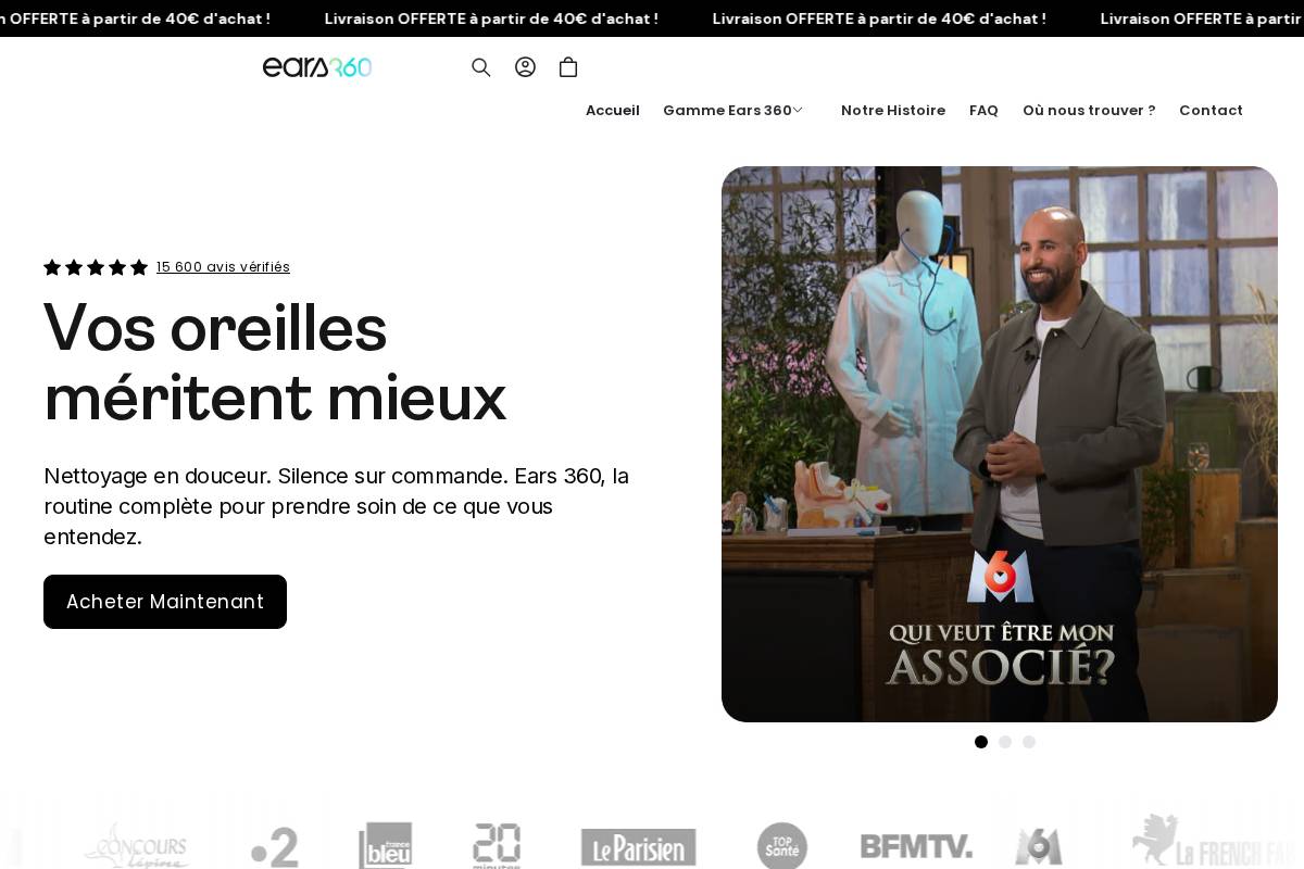 Ears 360 homepage screenshot