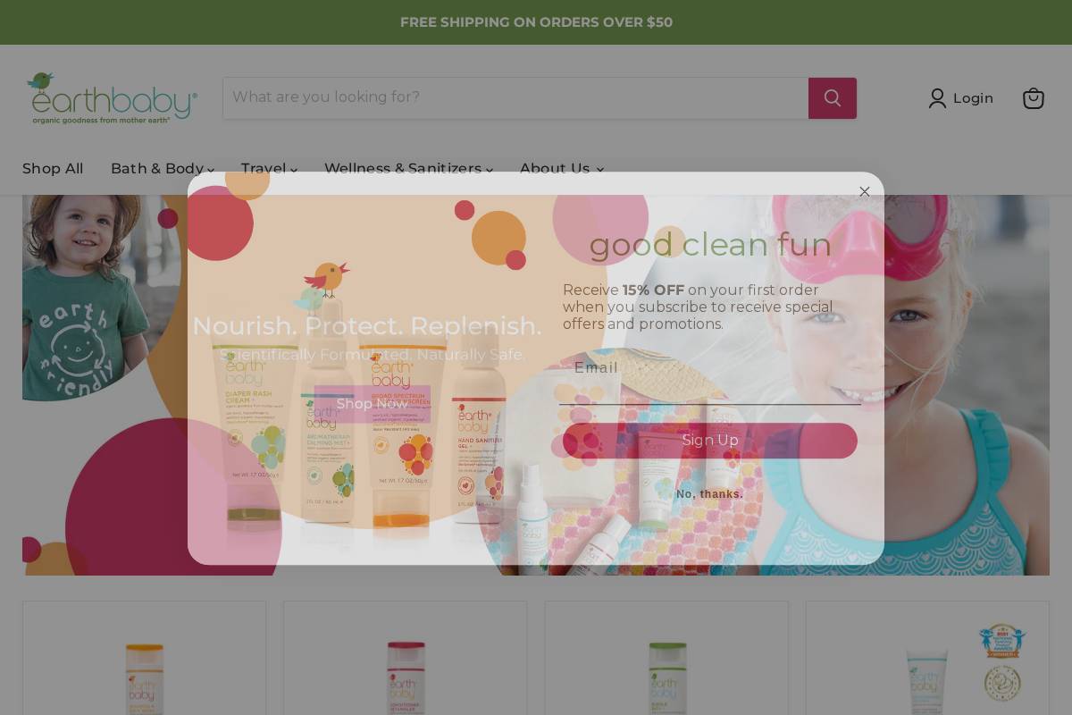 earthbabystore.com homepage screenshot