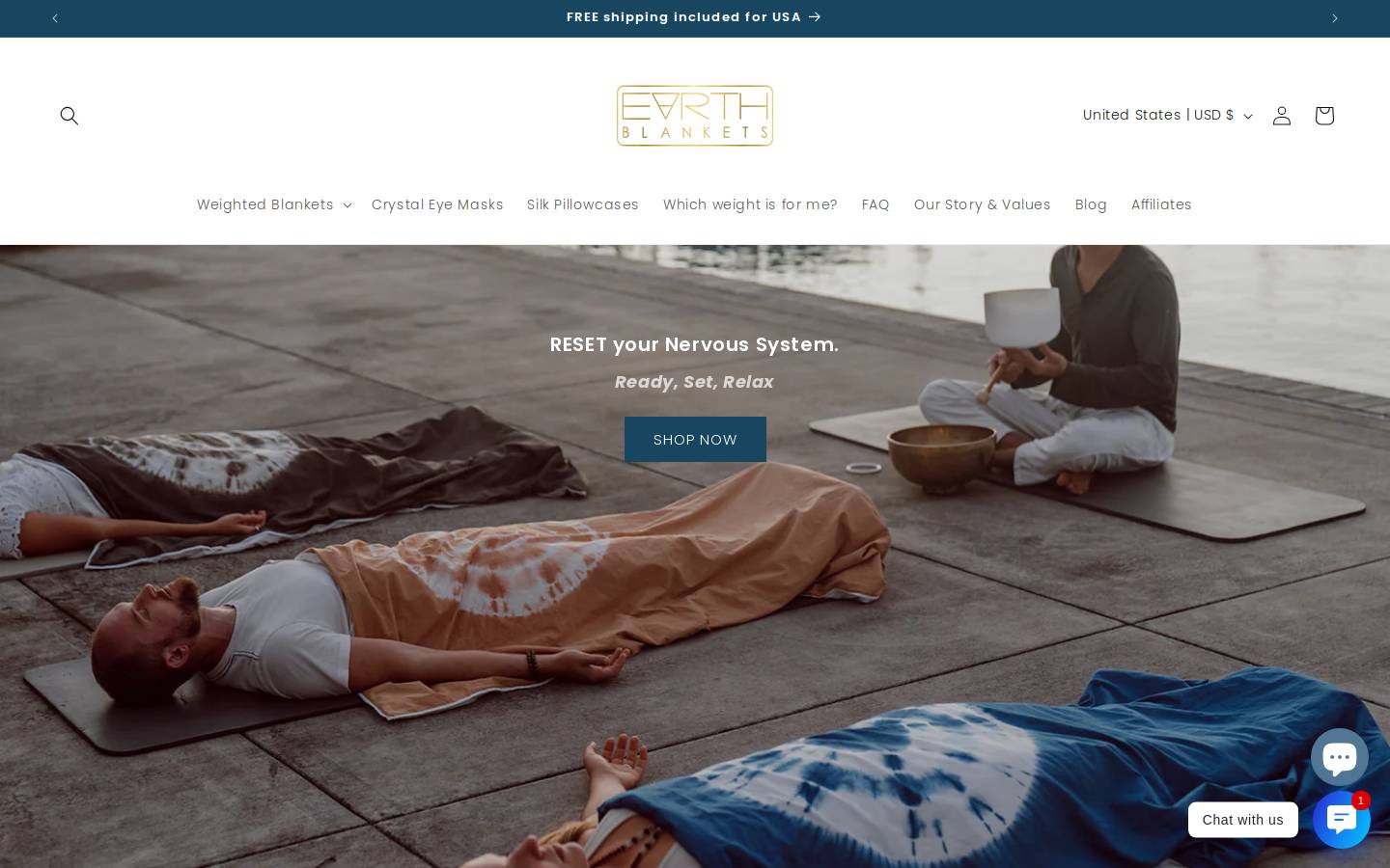 earthblankets.com homepage screenshot