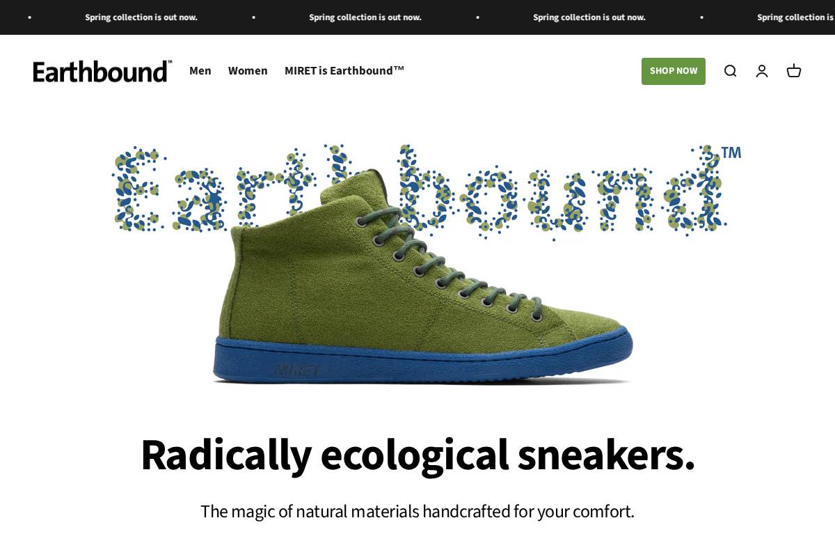 earthbound-sneakers.com homepage screenshot