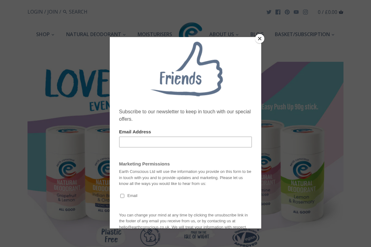 Earth Conscious homepage screenshot