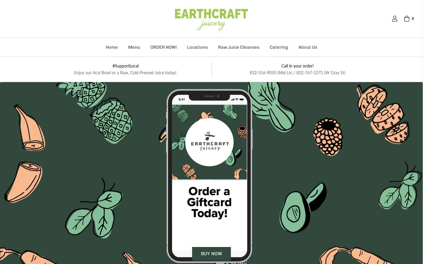 earthcraftjuicery.com homepage screenshot