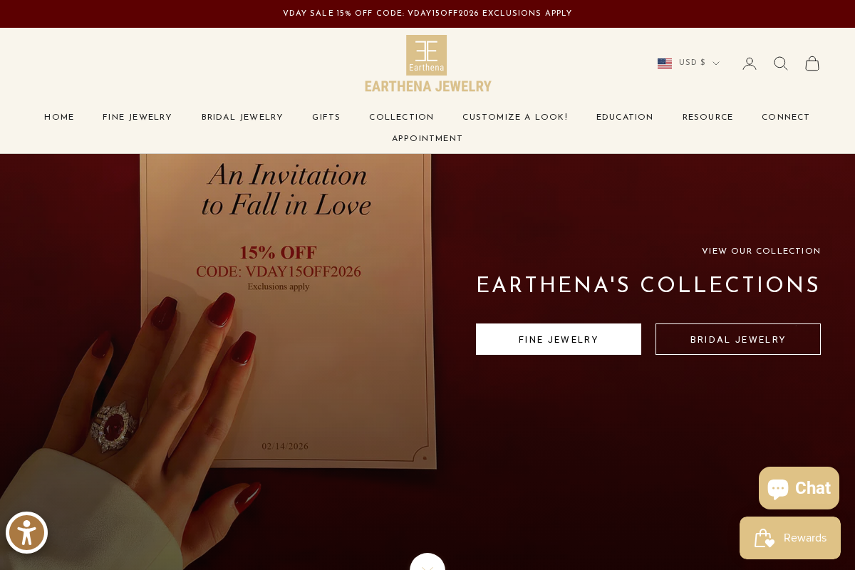 Earthena Jewelry homepage screenshot