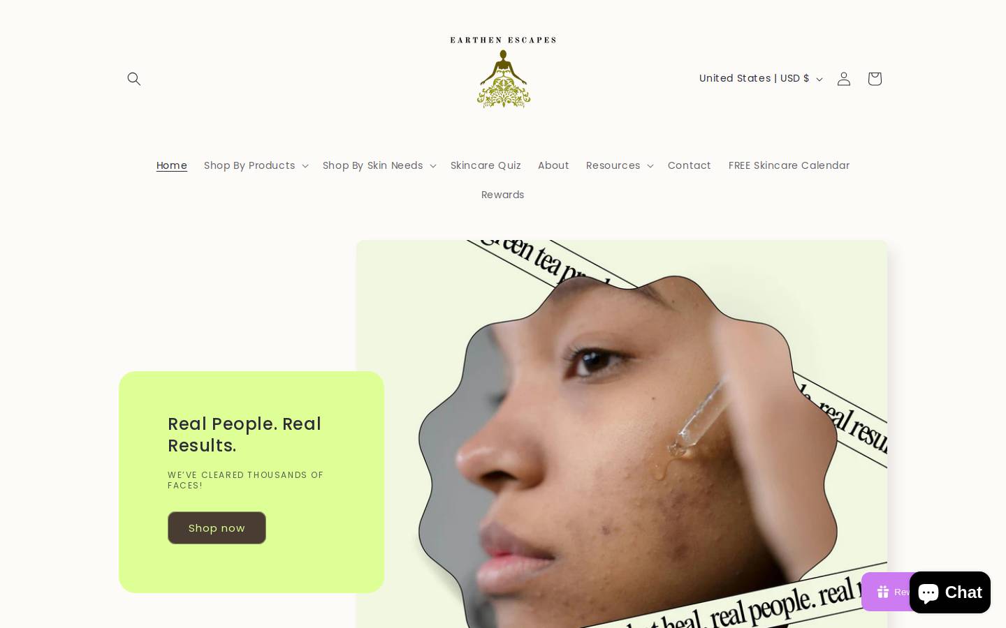 earthenescapes.com homepage screenshot