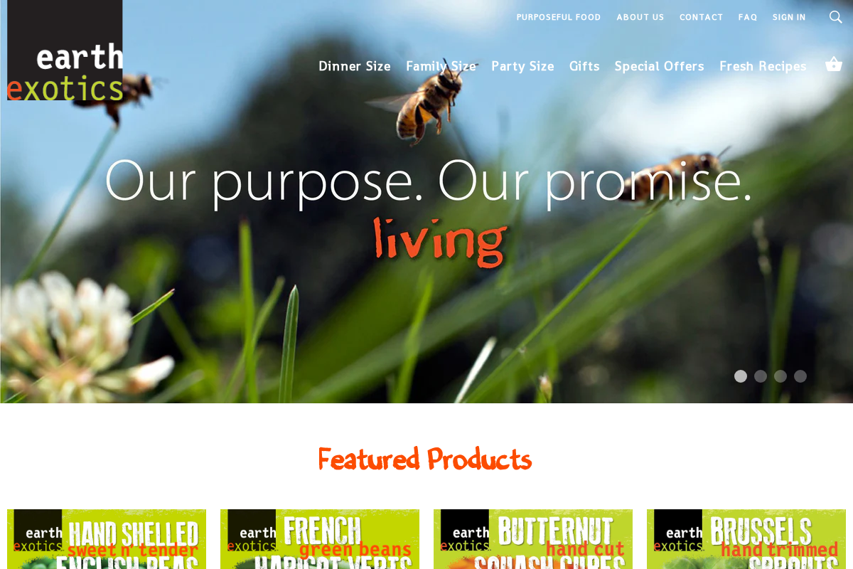 Earth Exotics homepage screenshot