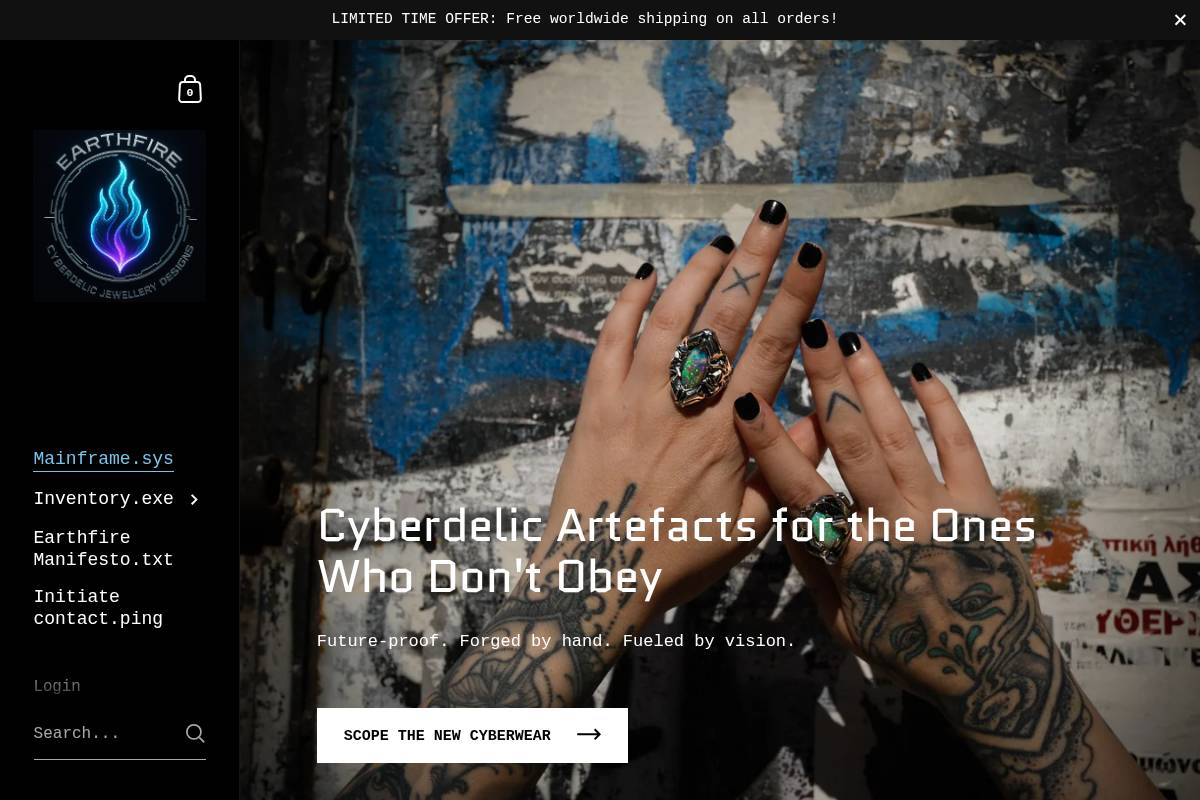 earthfire.com.au homepage screenshot