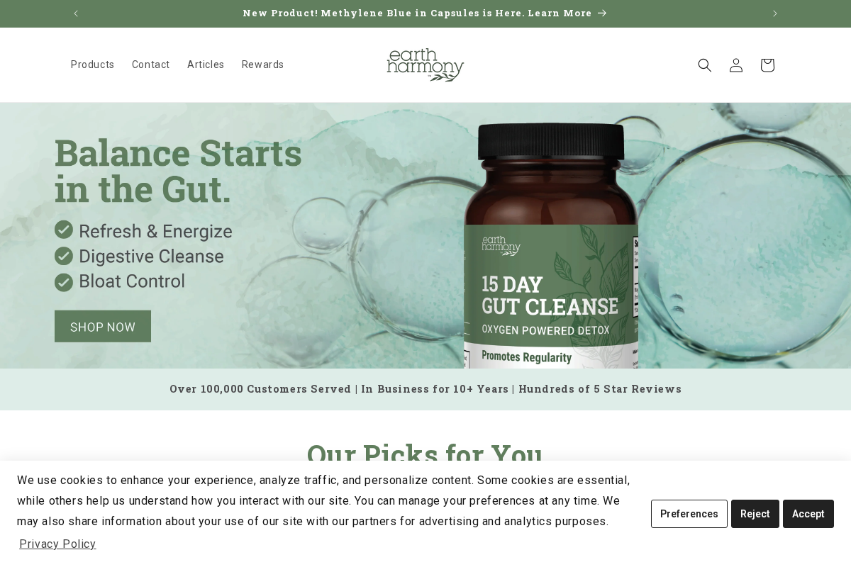 Earthharmony homepage screenshot