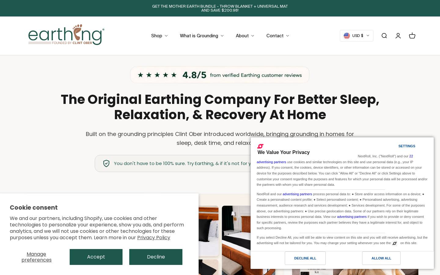 Earthing homepage screenshot