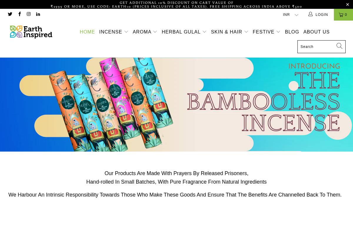 earthinspired.in homepage screenshot