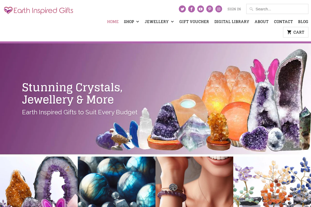 Earth Inspired Gifts homepage screenshot