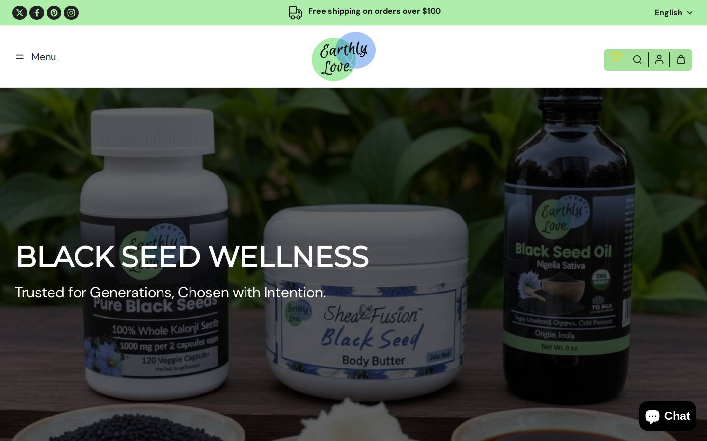 Earthlyloveimports homepage screenshot