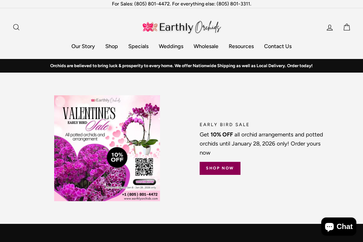 Earthly Orchids homepage screenshot