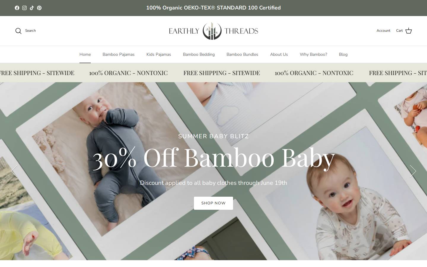 earthlythreads.com homepage screenshot