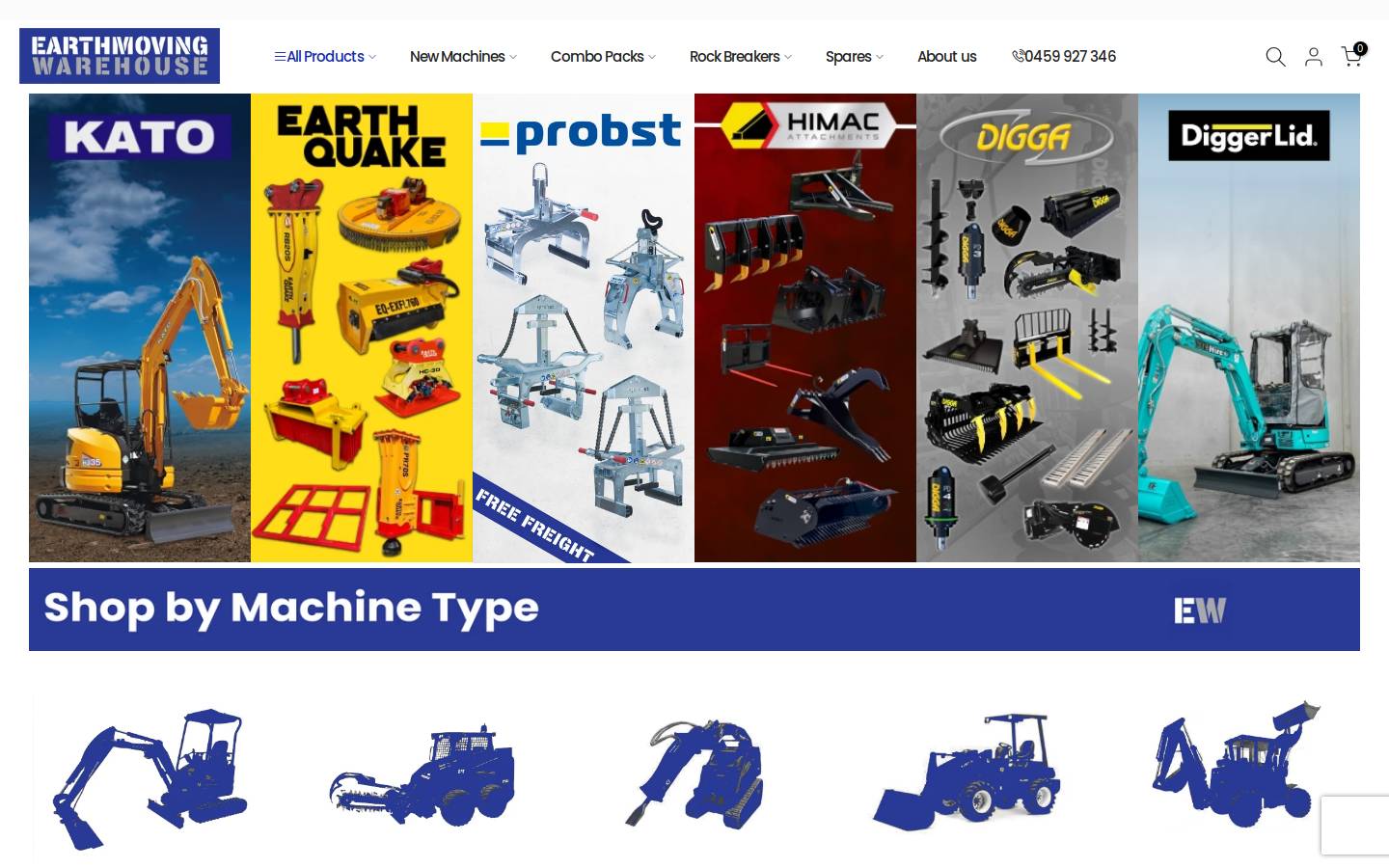 earthmovingwarehouse.com.au homepage screenshot