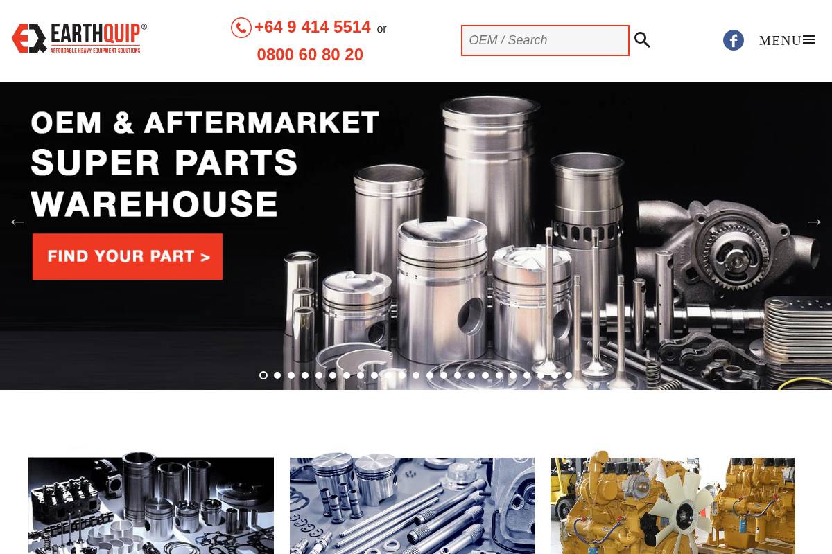 Earthquip homepage screenshot