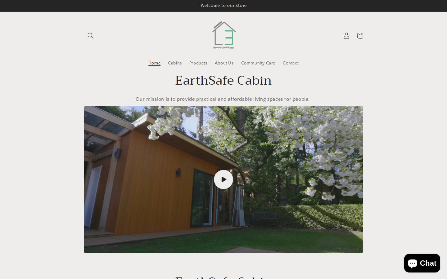 earthsafecabin.com homepage screenshot