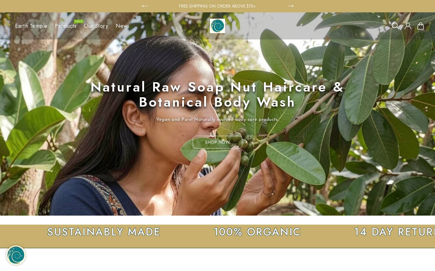 earthtemplefoods.com homepage screenshot