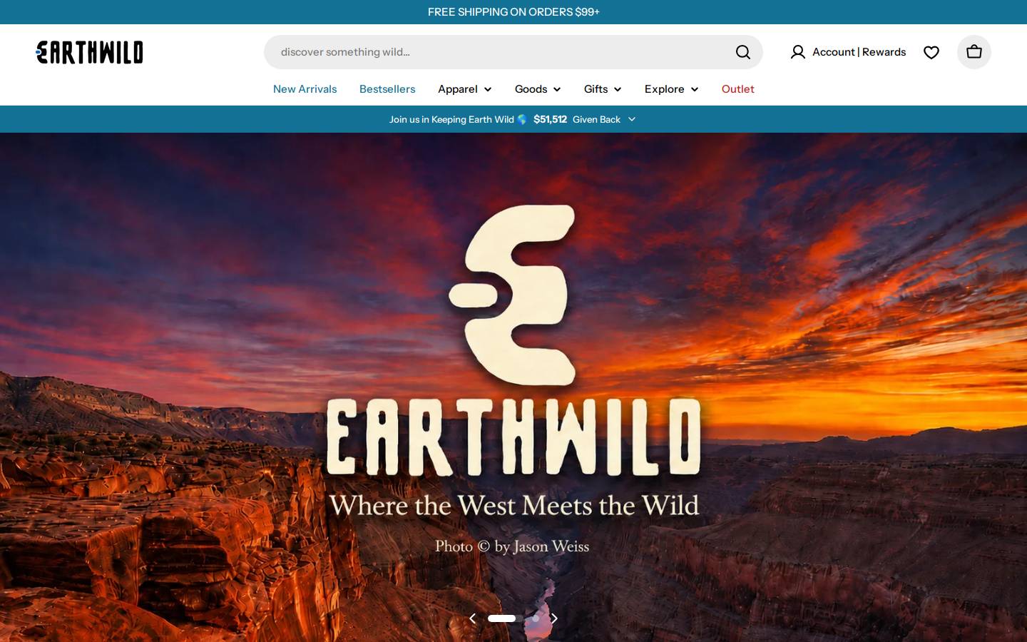 earthwild.com homepage screenshot