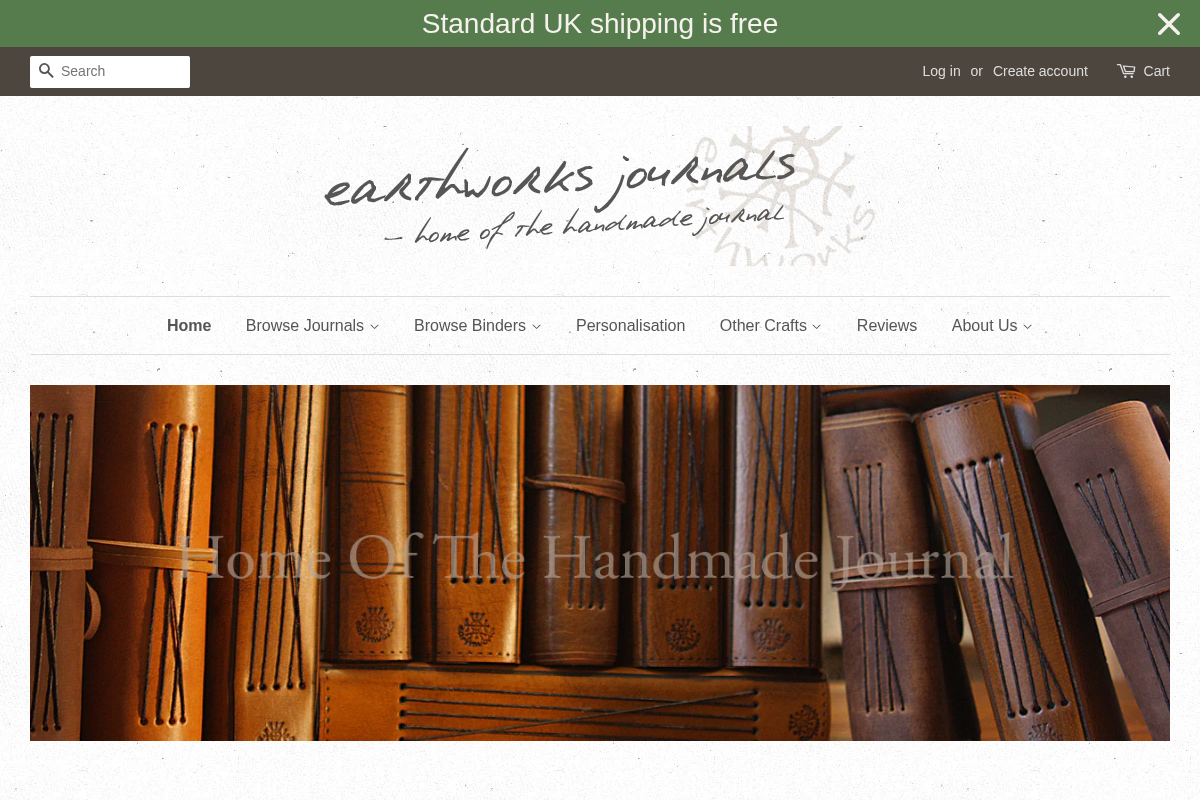Earthworks Journals homepage screenshot