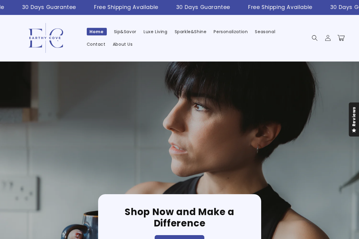 Earthy Cove homepage screenshot