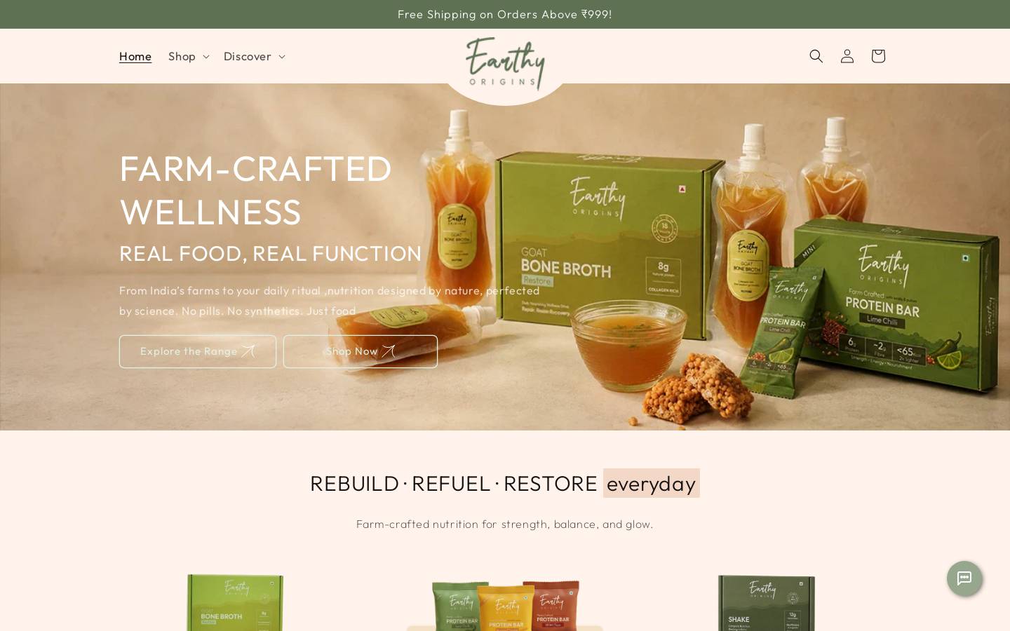 Earthy Origins homepage screenshot