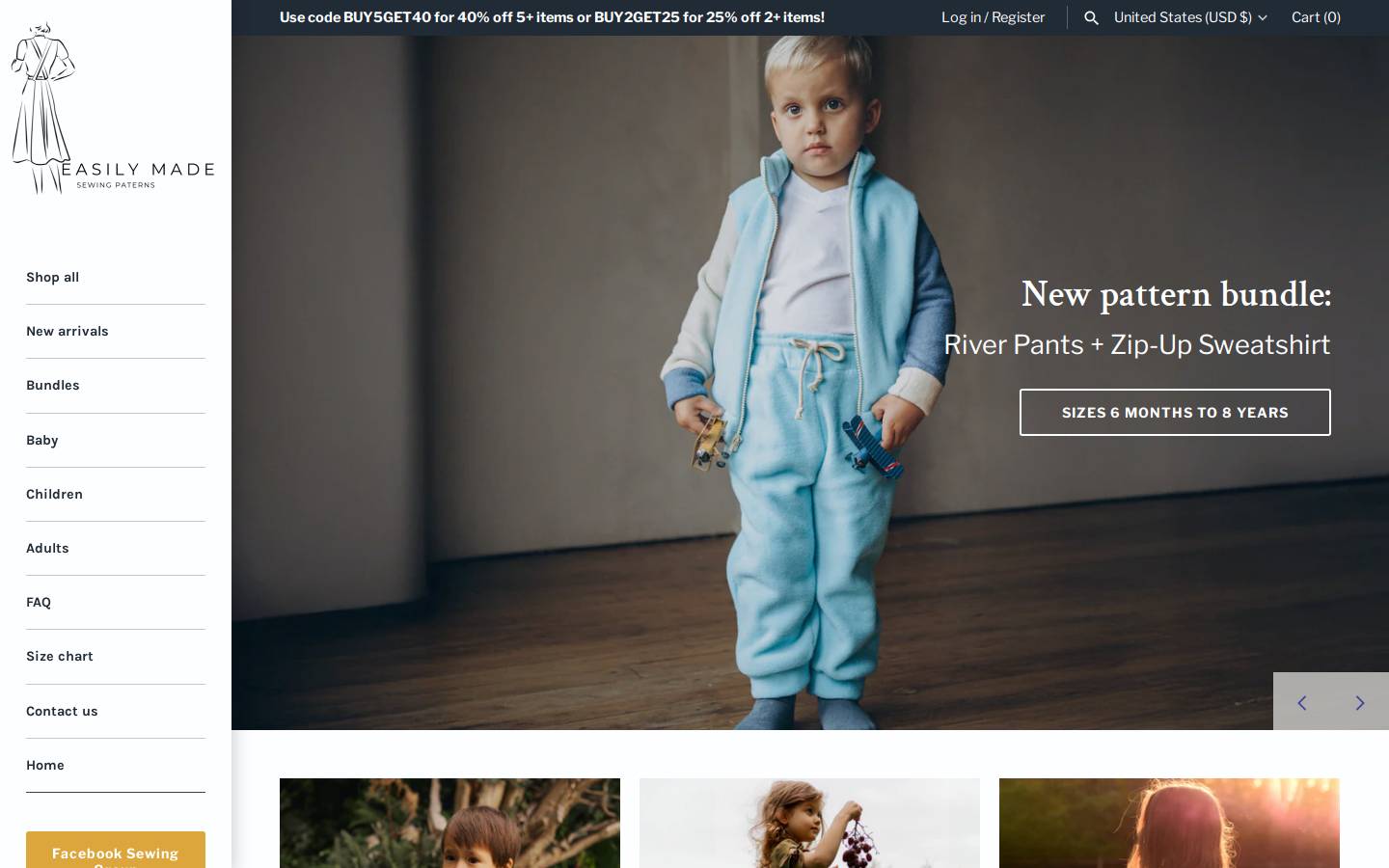 easilymadepatterns.com homepage screenshot