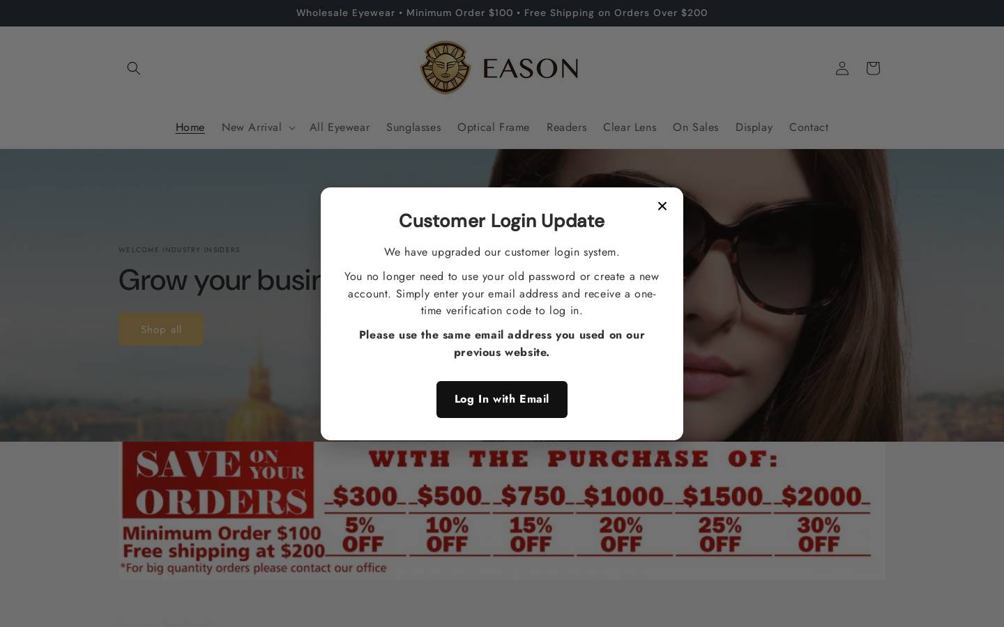 easoneyewear.com homepage screenshot