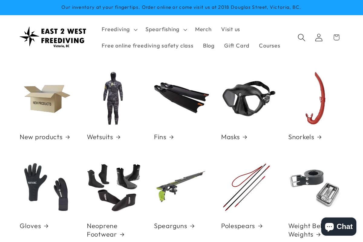 east2westfreediving.ca homepage screenshot