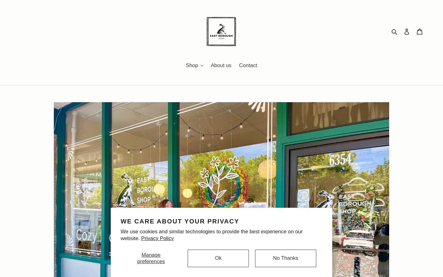 East Borough Shop homepage screenshot