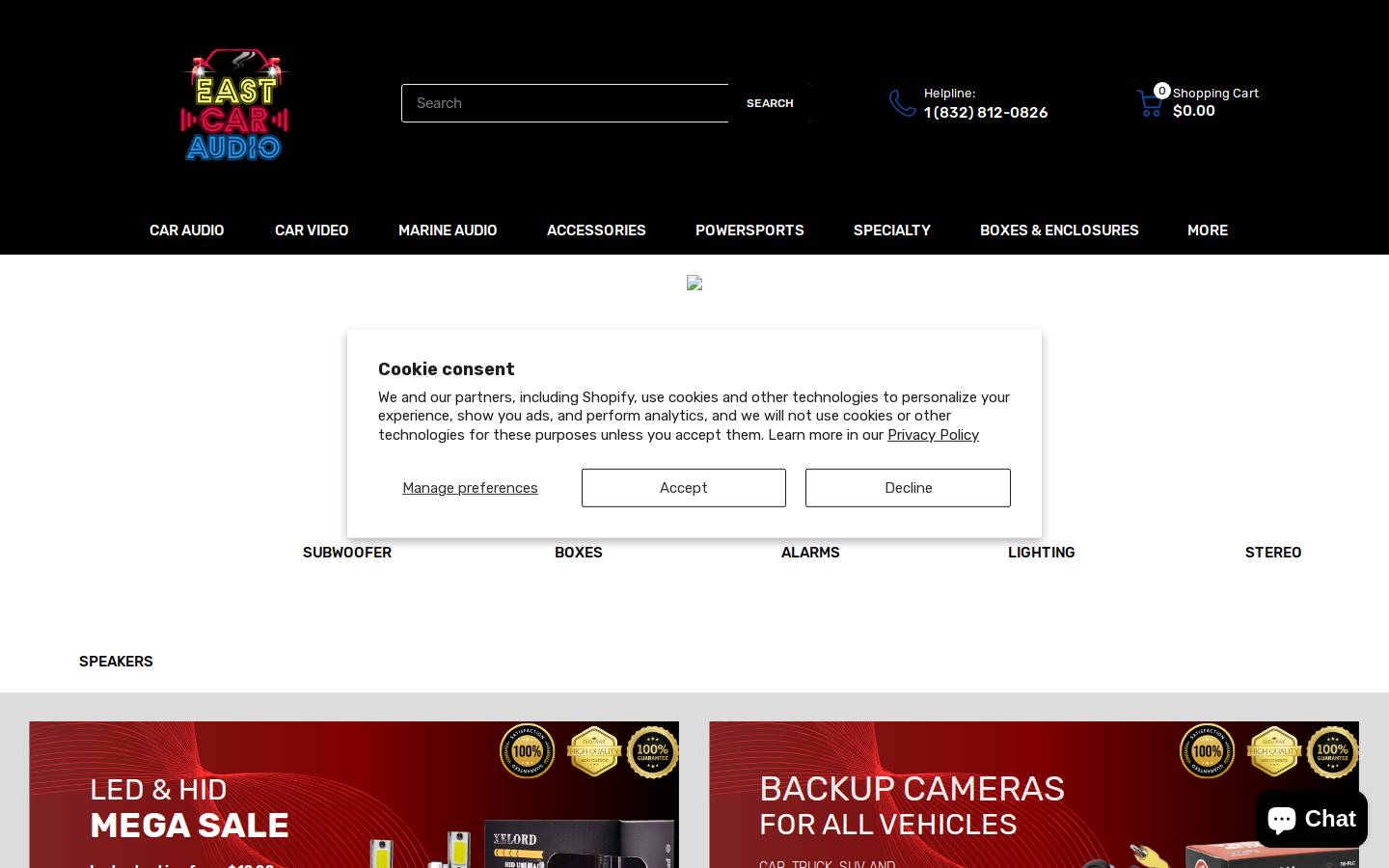 eastcaraudio.com homepage screenshot