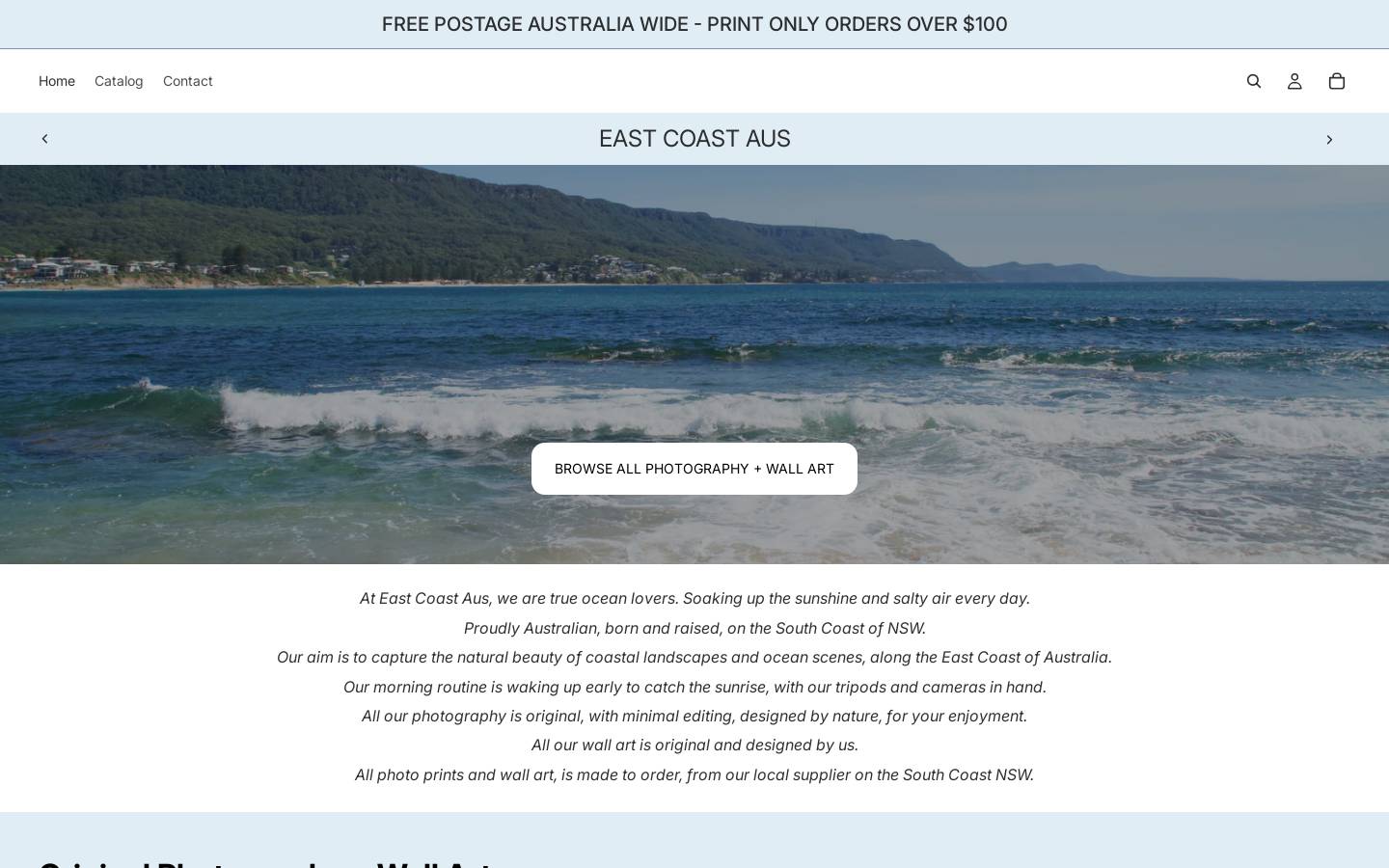 eastcoastaus.com.au homepage screenshot
