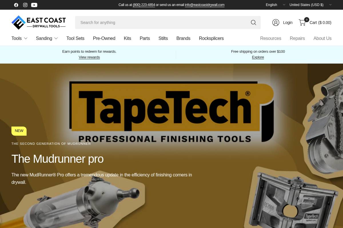 East Coast Drywall Tools homepage screenshot