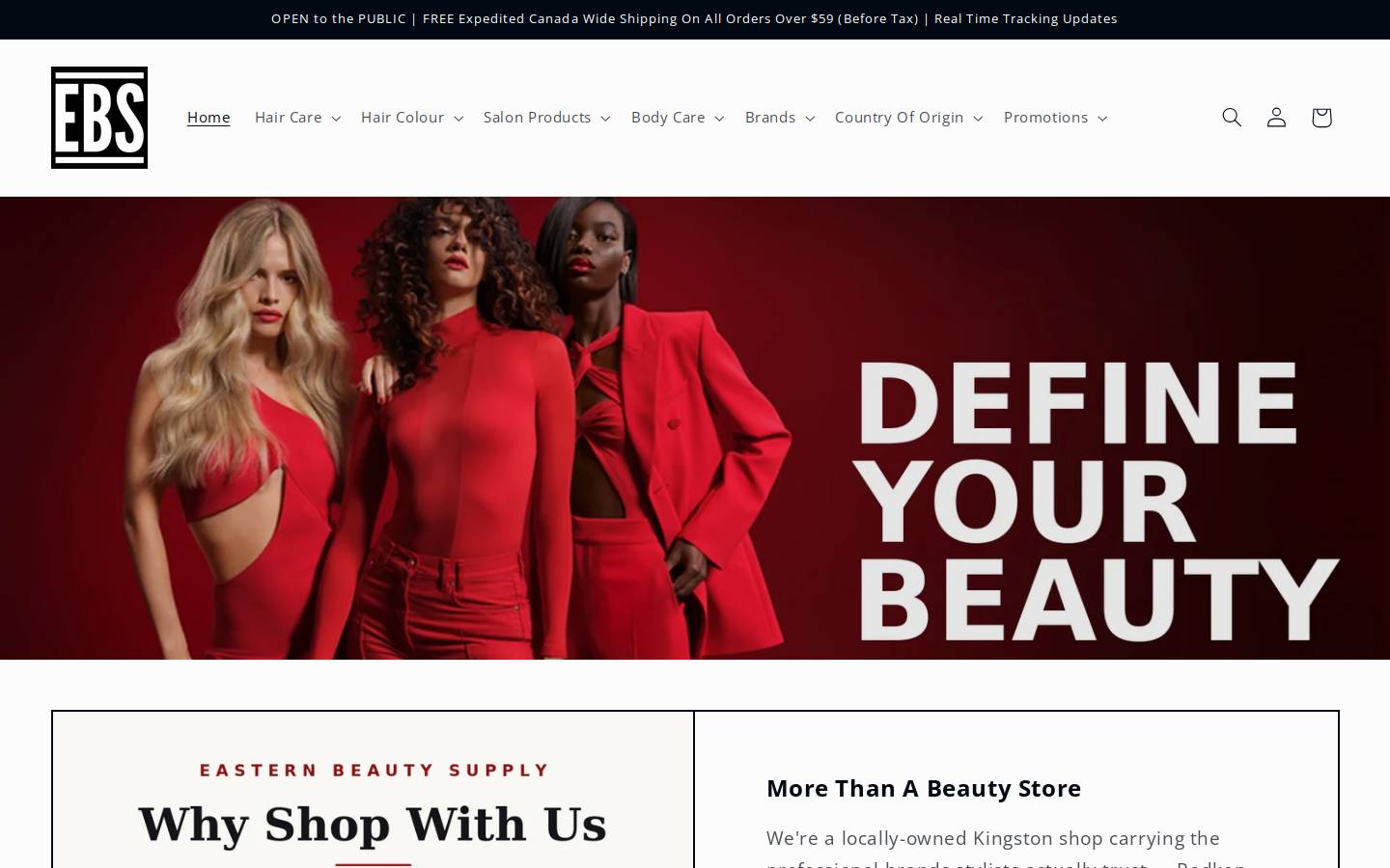 easternbeautysupply.com homepage screenshot