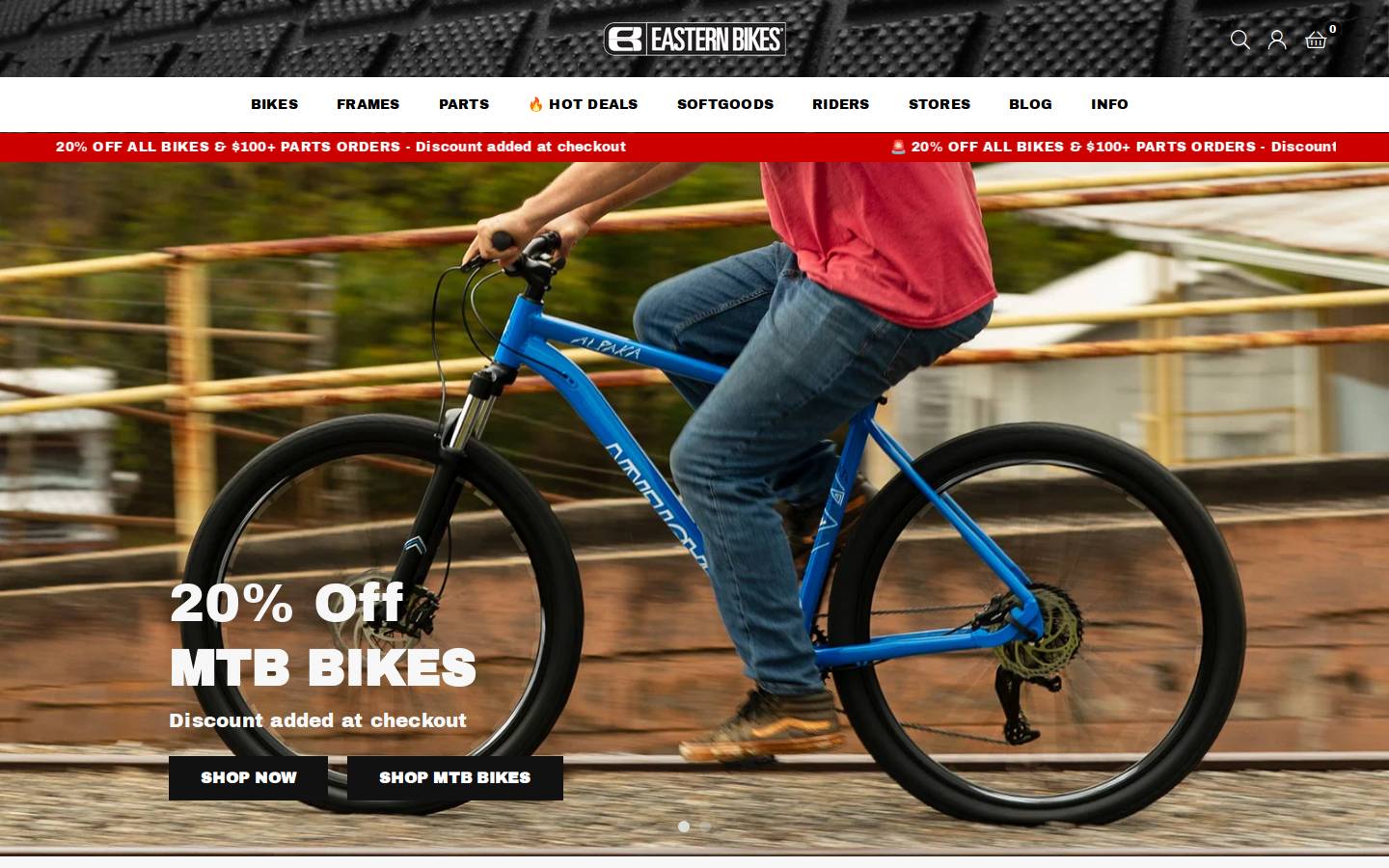 Eastern Bikes homepage screenshot