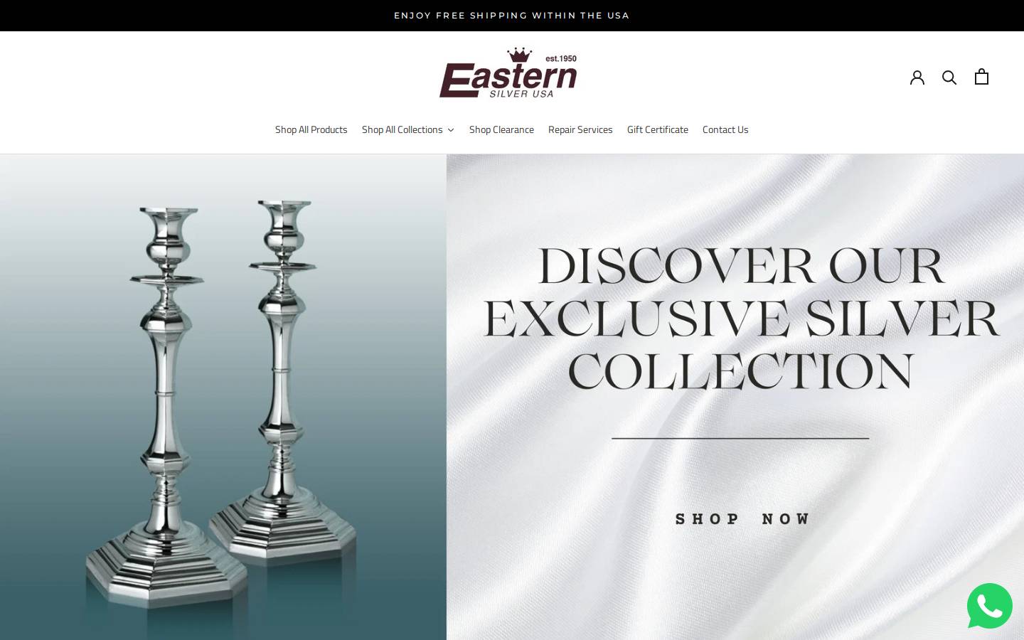 easternsilverusa.com homepage screenshot