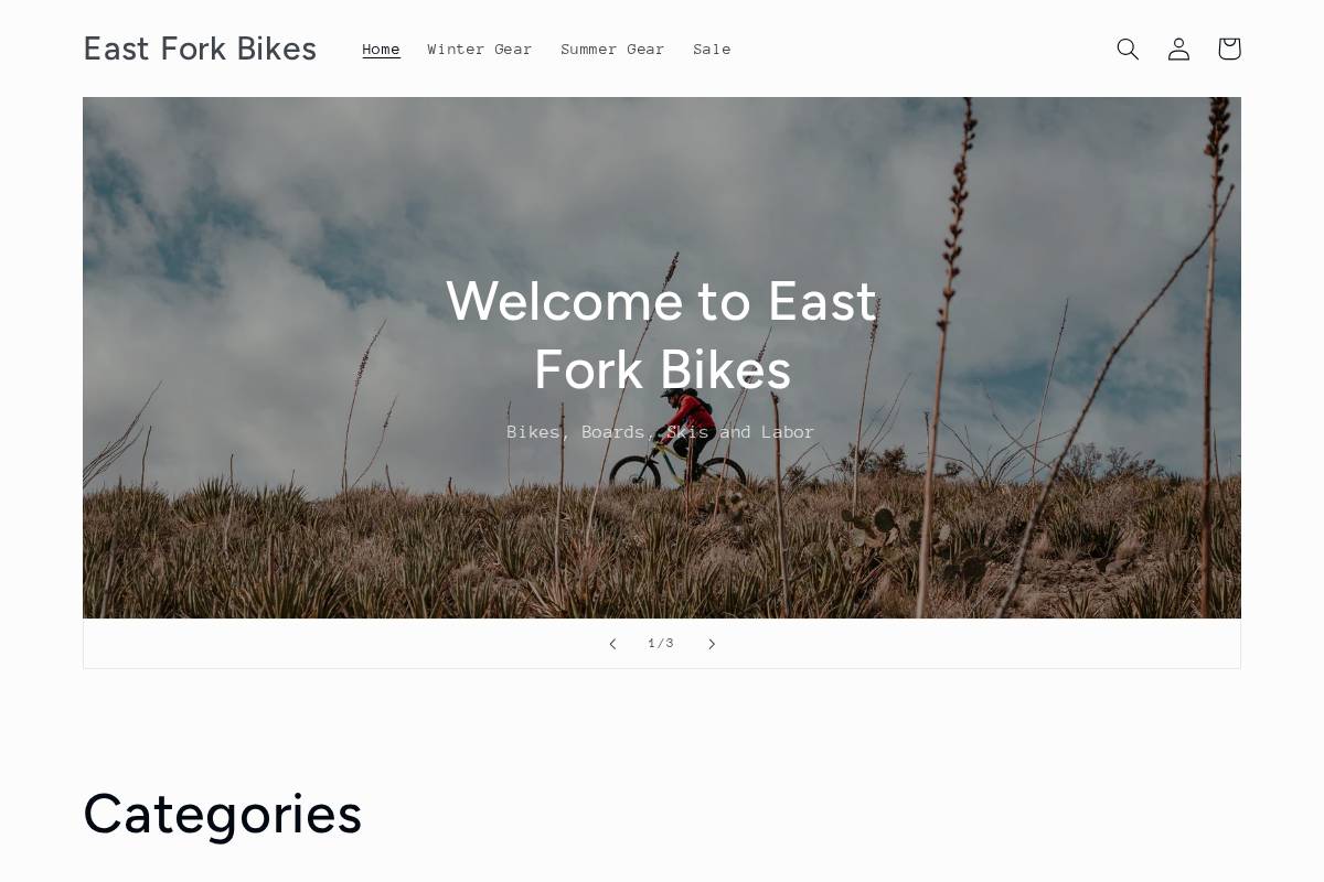 eastforkbikes.com homepage screenshot