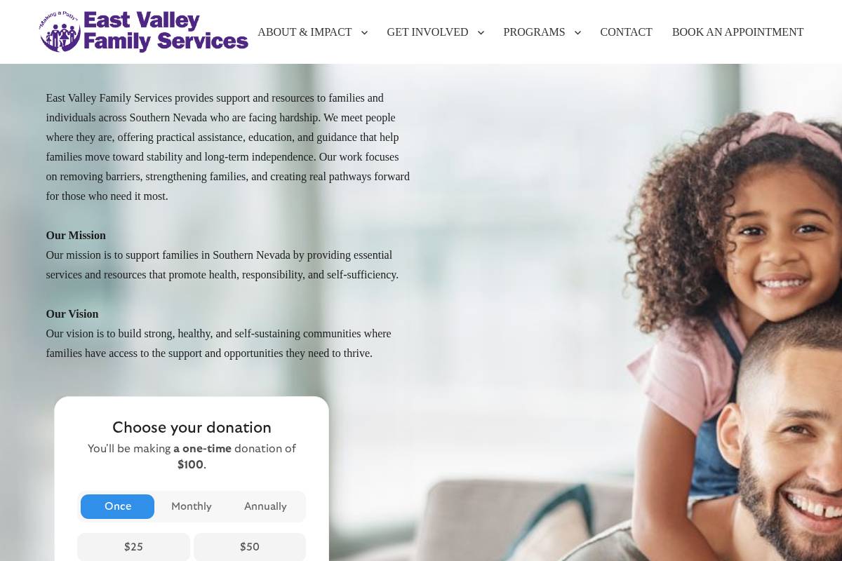 eastvalleyfamilyservices.org homepage screenshot