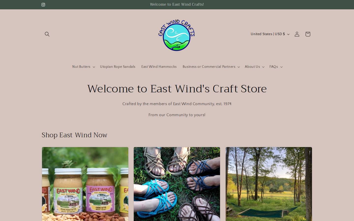 eastwindcrafts.com homepage screenshot