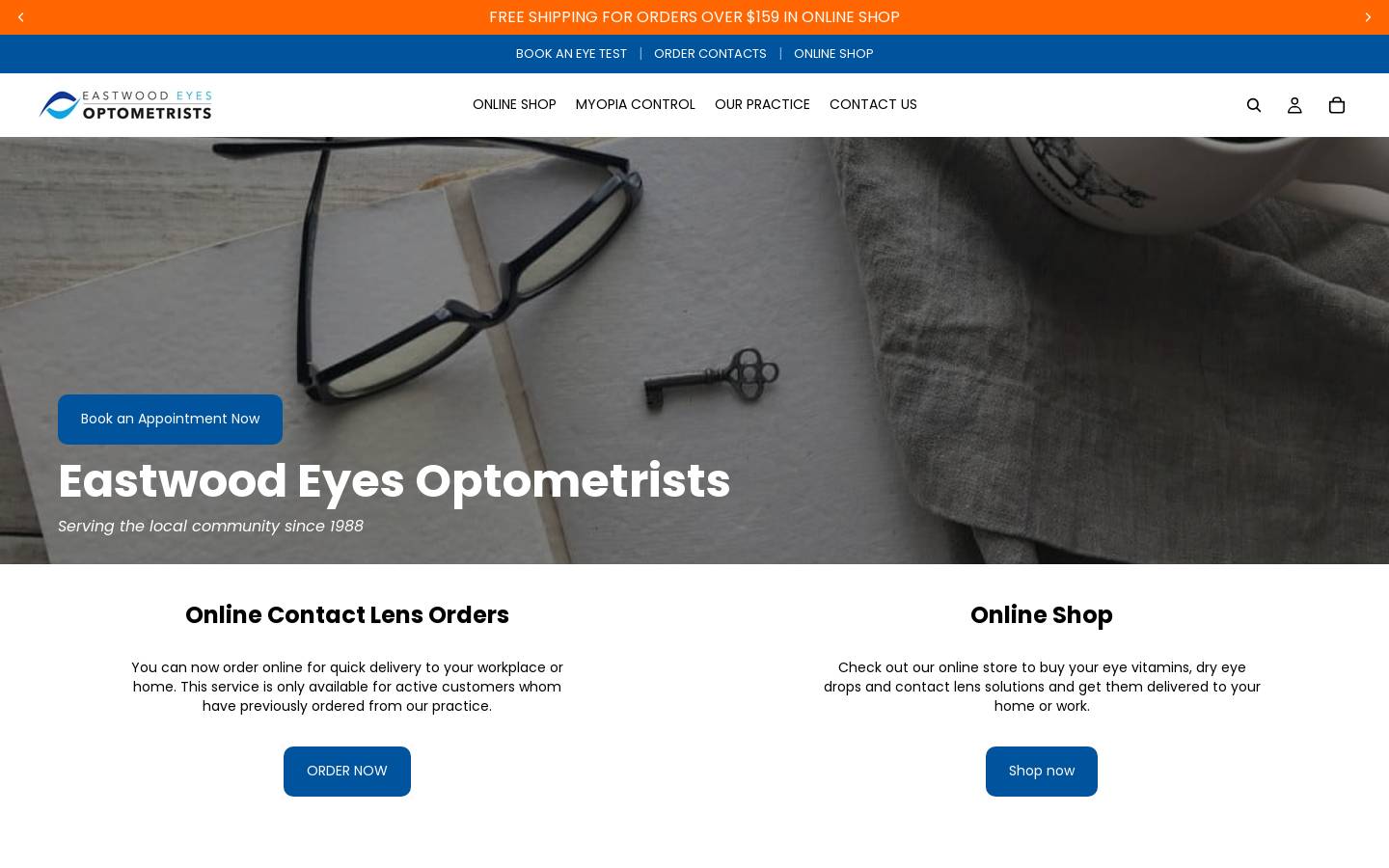 eastwoodeyes.com.au homepage screenshot