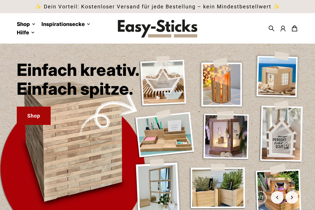 easy-sticks homepage screenshot
