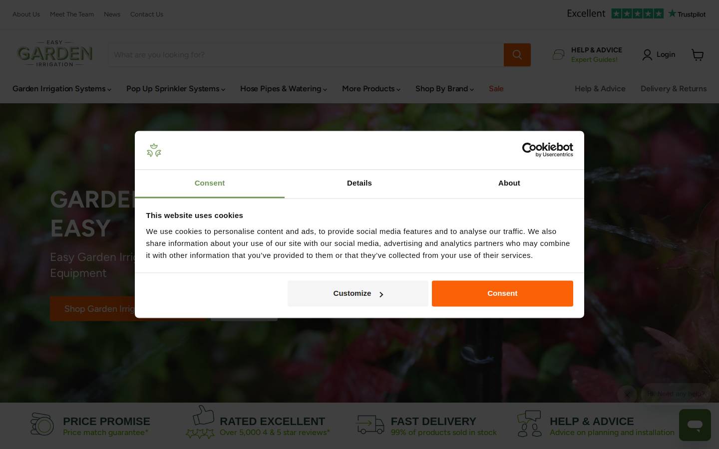 easygardenirrigation.com homepage screenshot