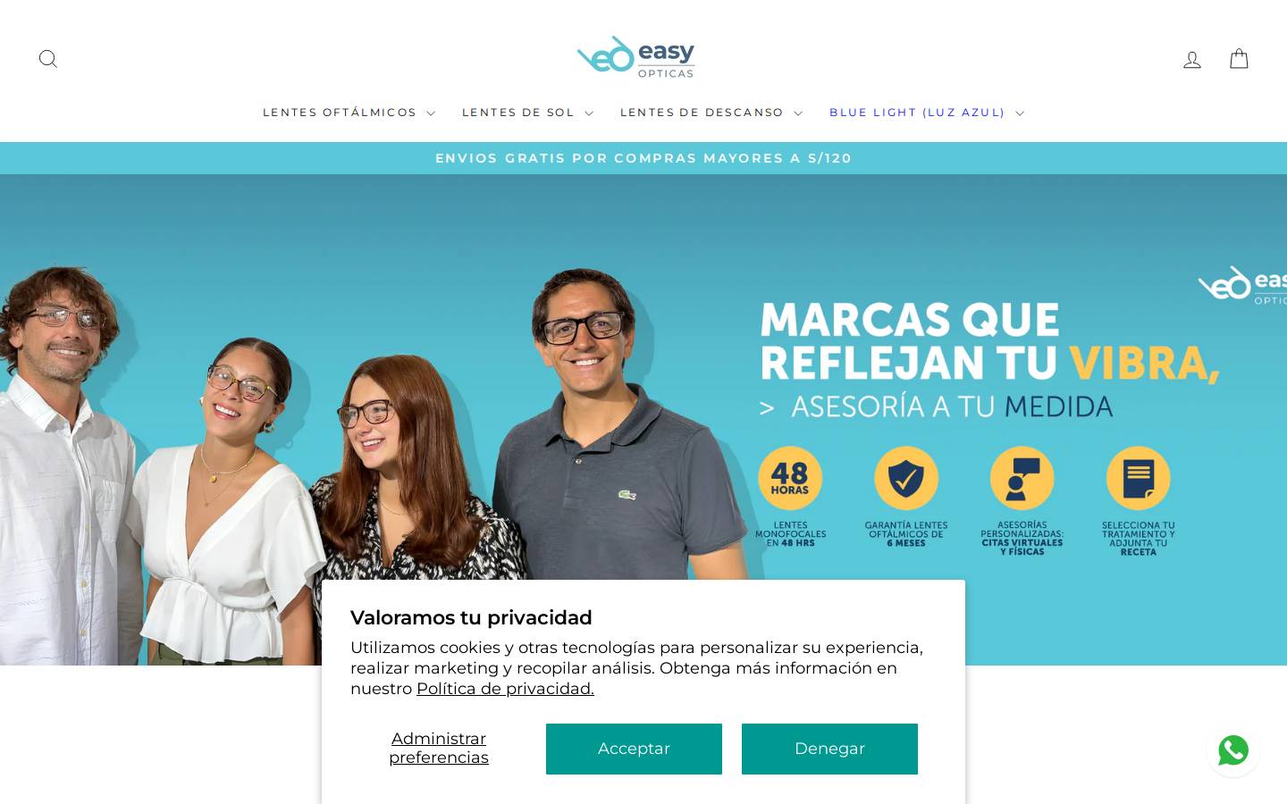 easyopticas.com homepage screenshot
