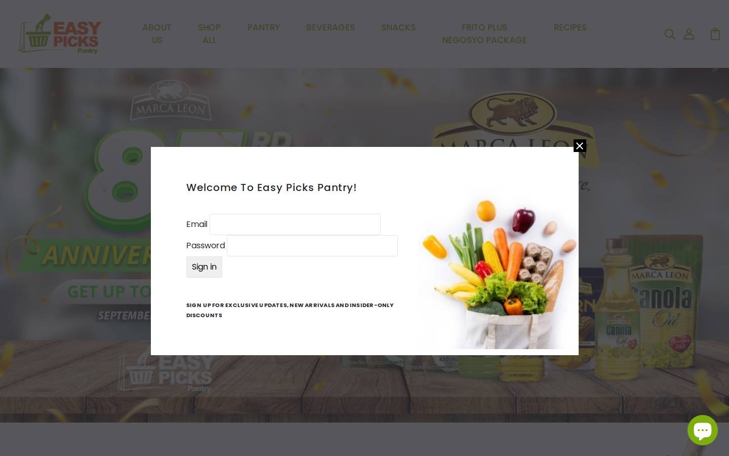 easypickspantry.com homepage screenshot
