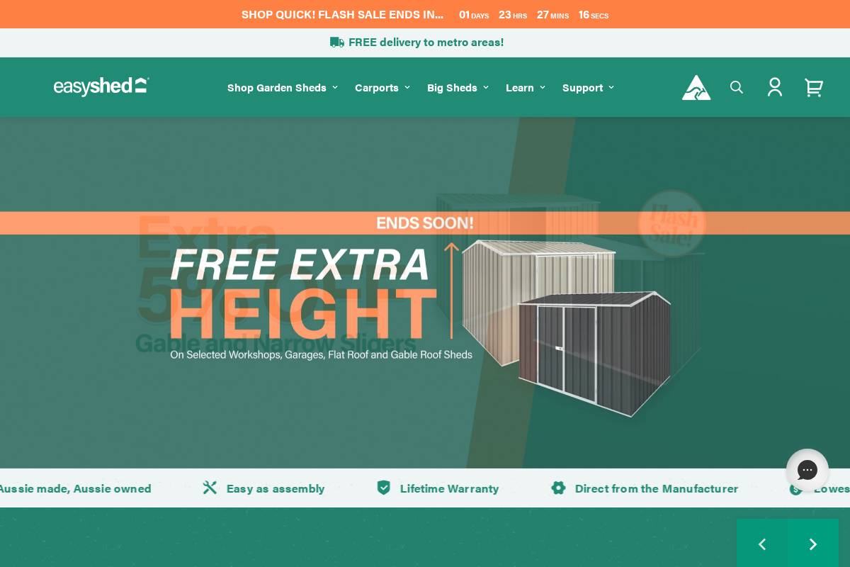 EasyShed homepage screenshot