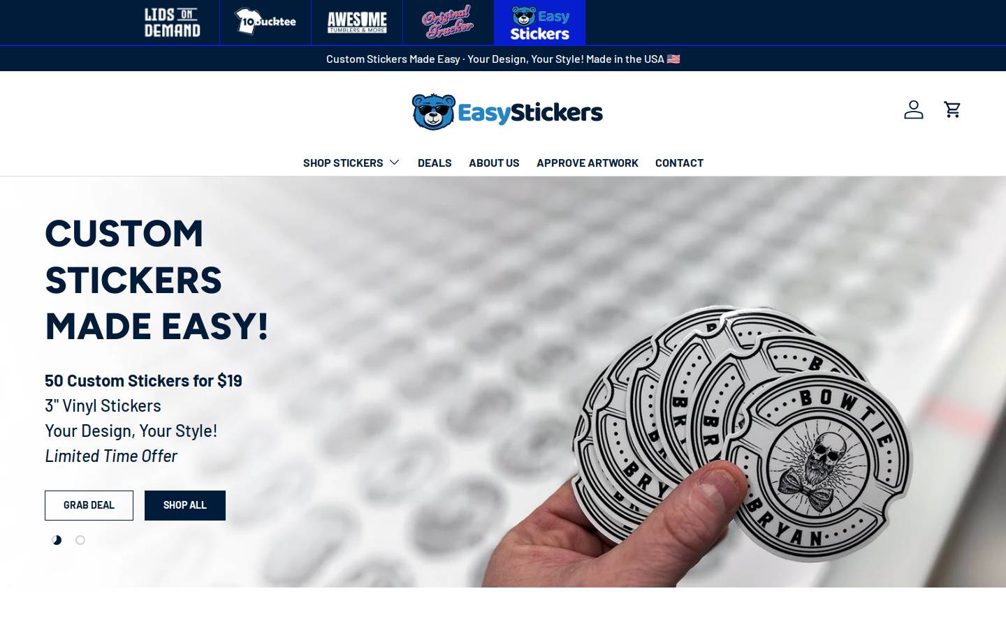 easystickers.com homepage screenshot